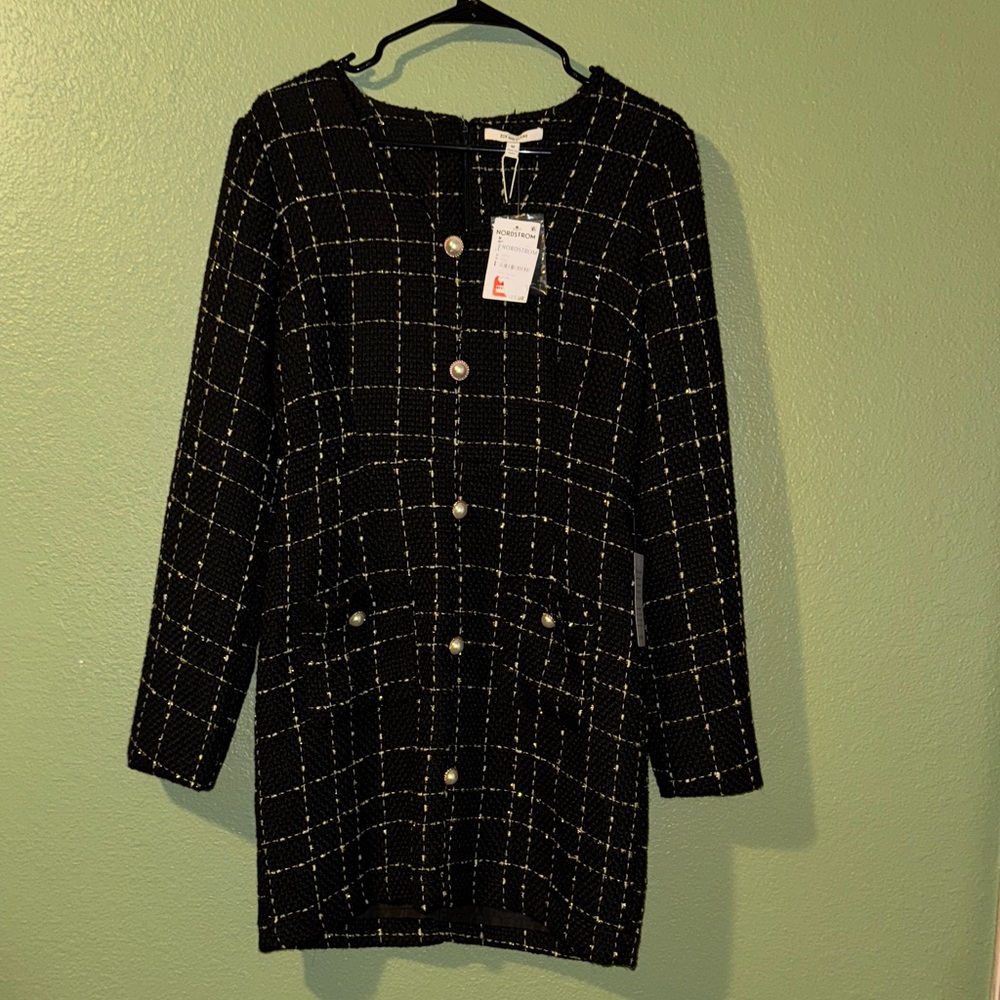 NWT Zoe and Claire Black and White Tweed Long Sleeve Dress